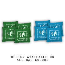 "Square Floral Family Name" Cornhole Bags - Set of 8